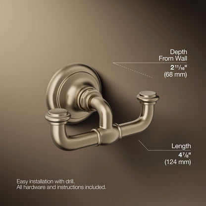 KOHLER K-72572 Artifacts Double robe hook