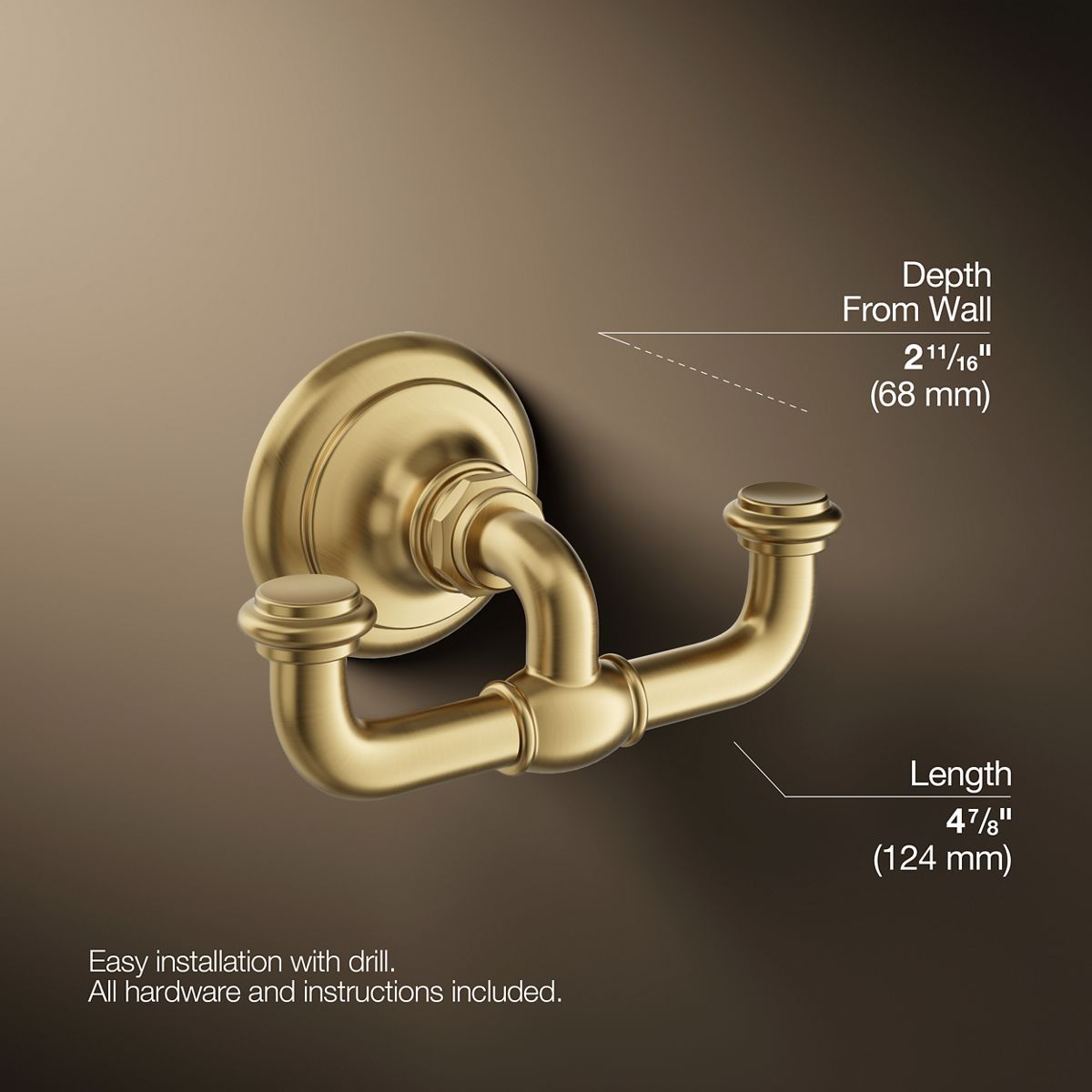KOHLER K-72572 Artifacts Double robe hook