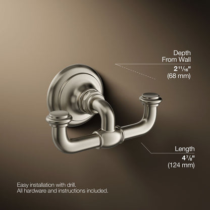 KOHLER K-72572 Artifacts Double robe hook