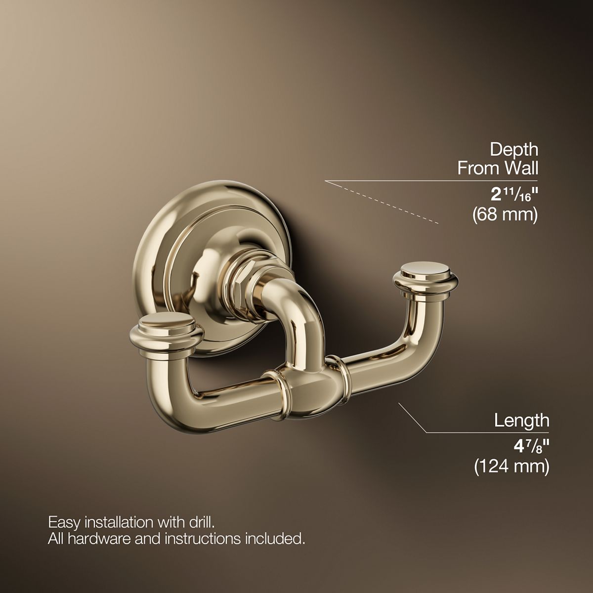 KOHLER K-72572 Artifacts Double robe hook
