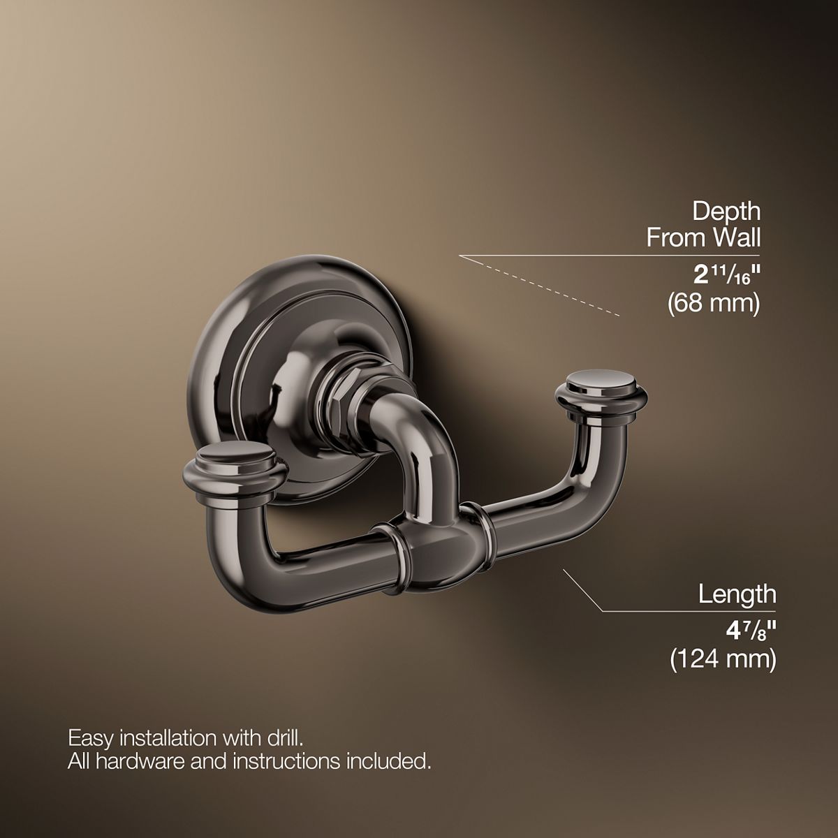 KOHLER K-72572 Artifacts Double robe hook