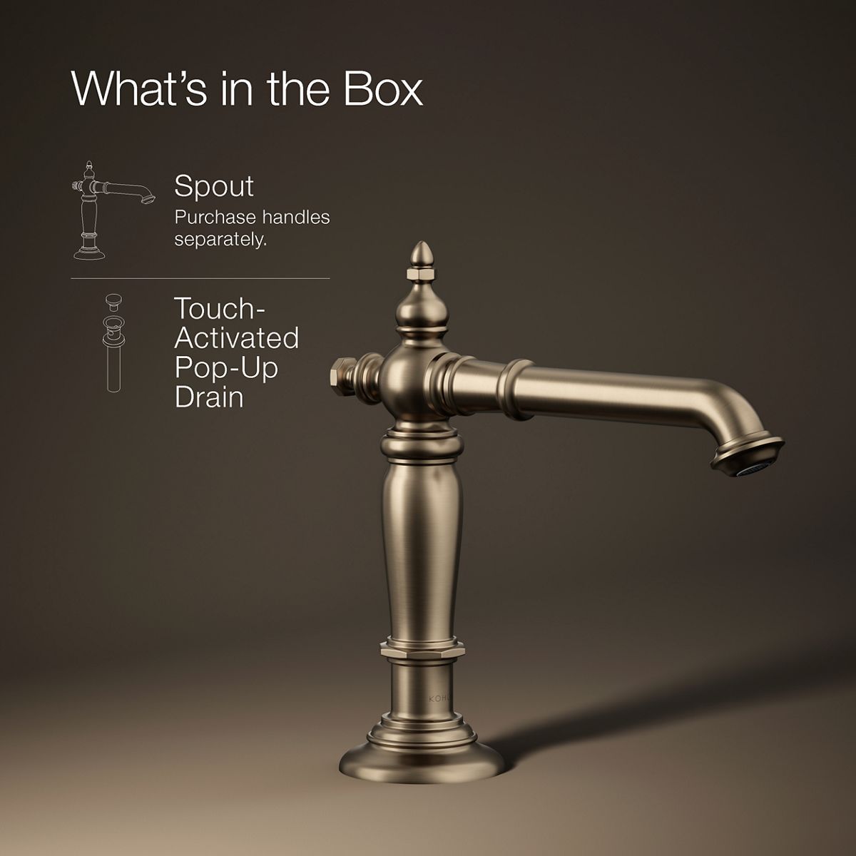 KOHLER K-72760 Artifacts Bathroom sink faucet spout with Column design, 1.2 gpm