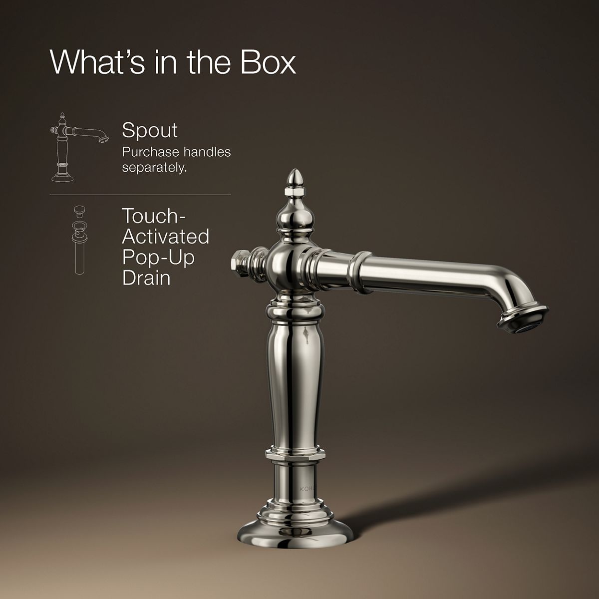 KOHLER K-72760 Artifacts Bathroom sink faucet spout with Column design, 1.2 gpm
