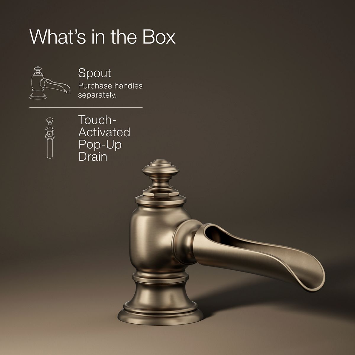 KOHLER K-72761 Artifacts with Flume design Bathroom sink faucet spout with Flume design, 1.2 gpm