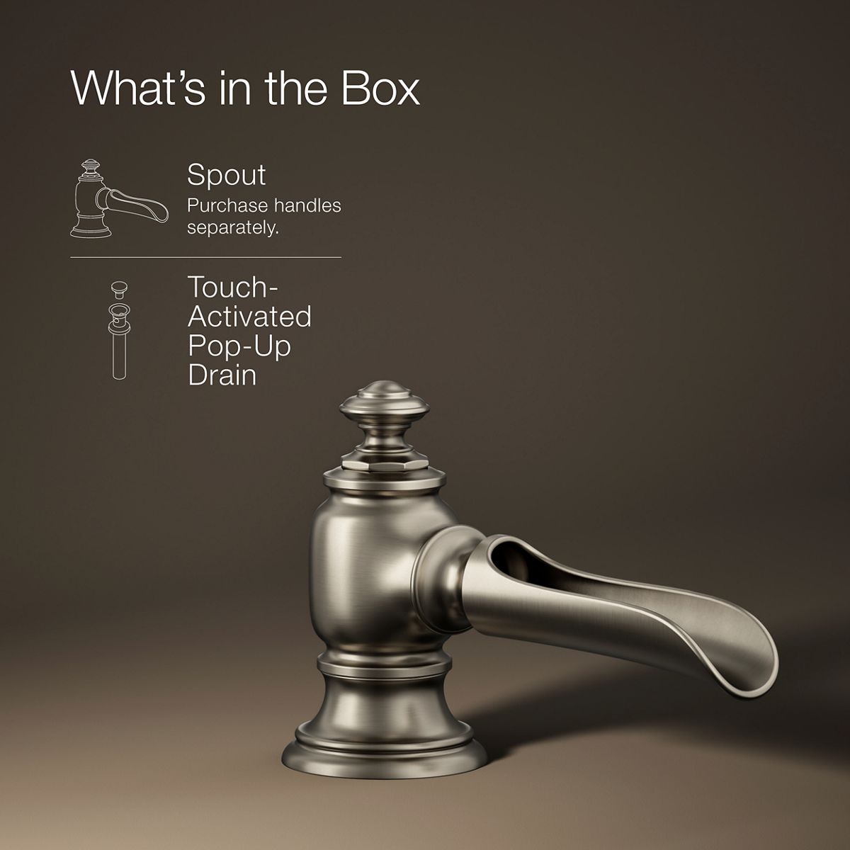 KOHLER K-72761 Artifacts with Flume design Bathroom sink faucet spout with Flume design, 1.2 gpm