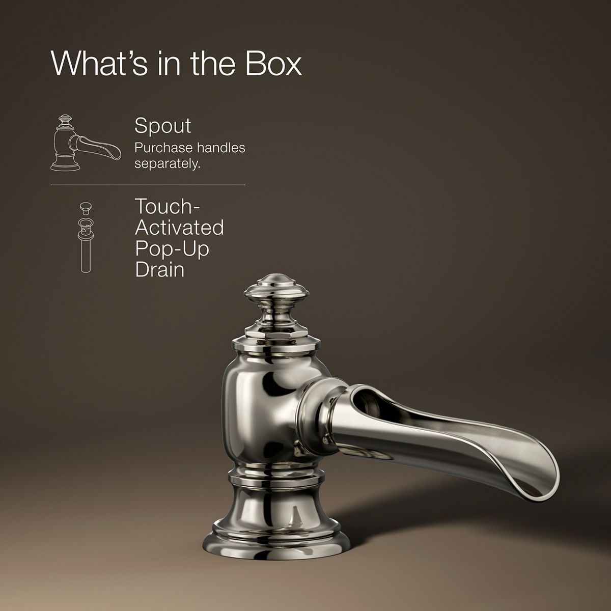 KOHLER K-72761 Artifacts with Flume design Bathroom sink faucet spout with Flume design, 1.2 gpm