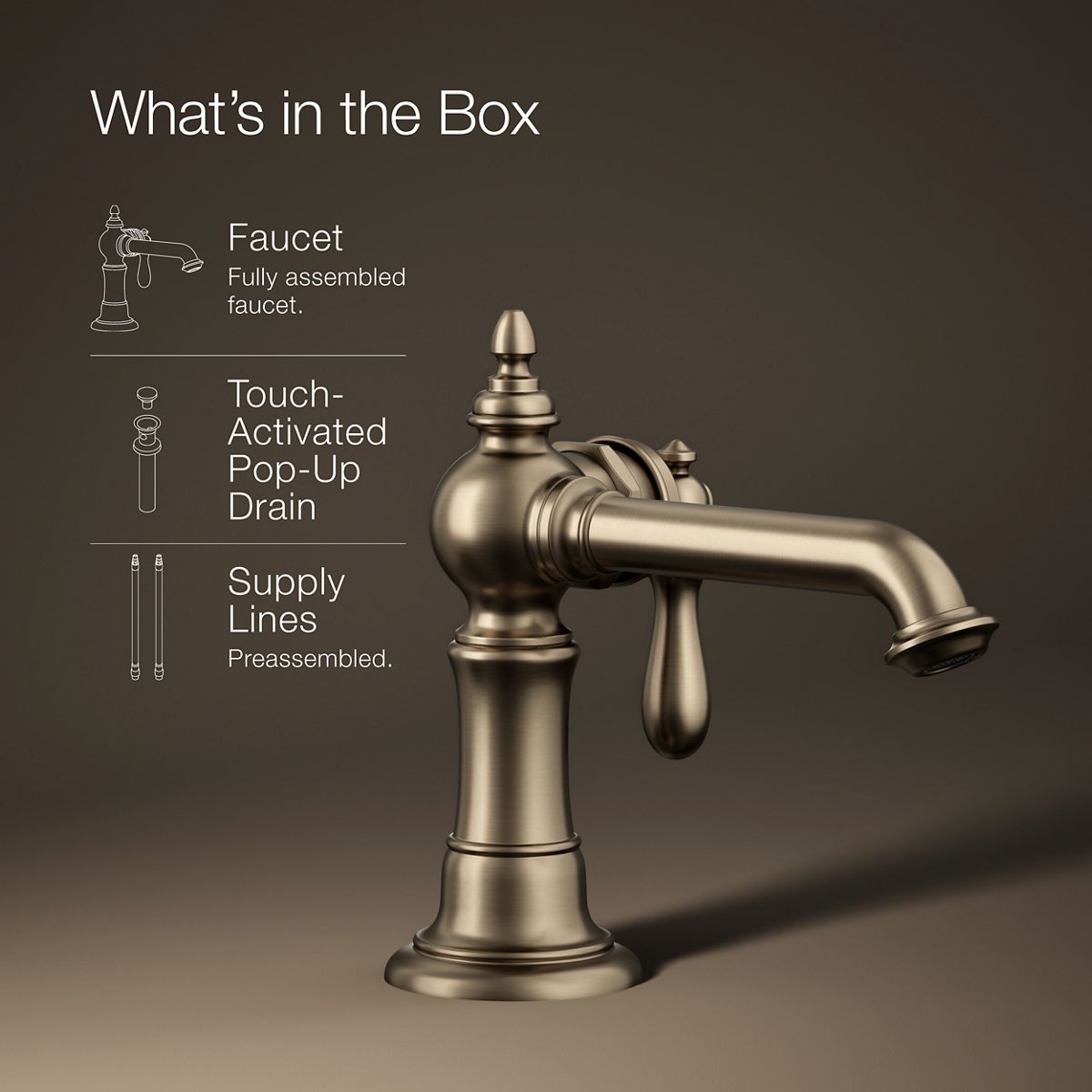 KOHLER K-72762-9M Artifacts Single-handle bathroom sink faucet, 1.2 gpm