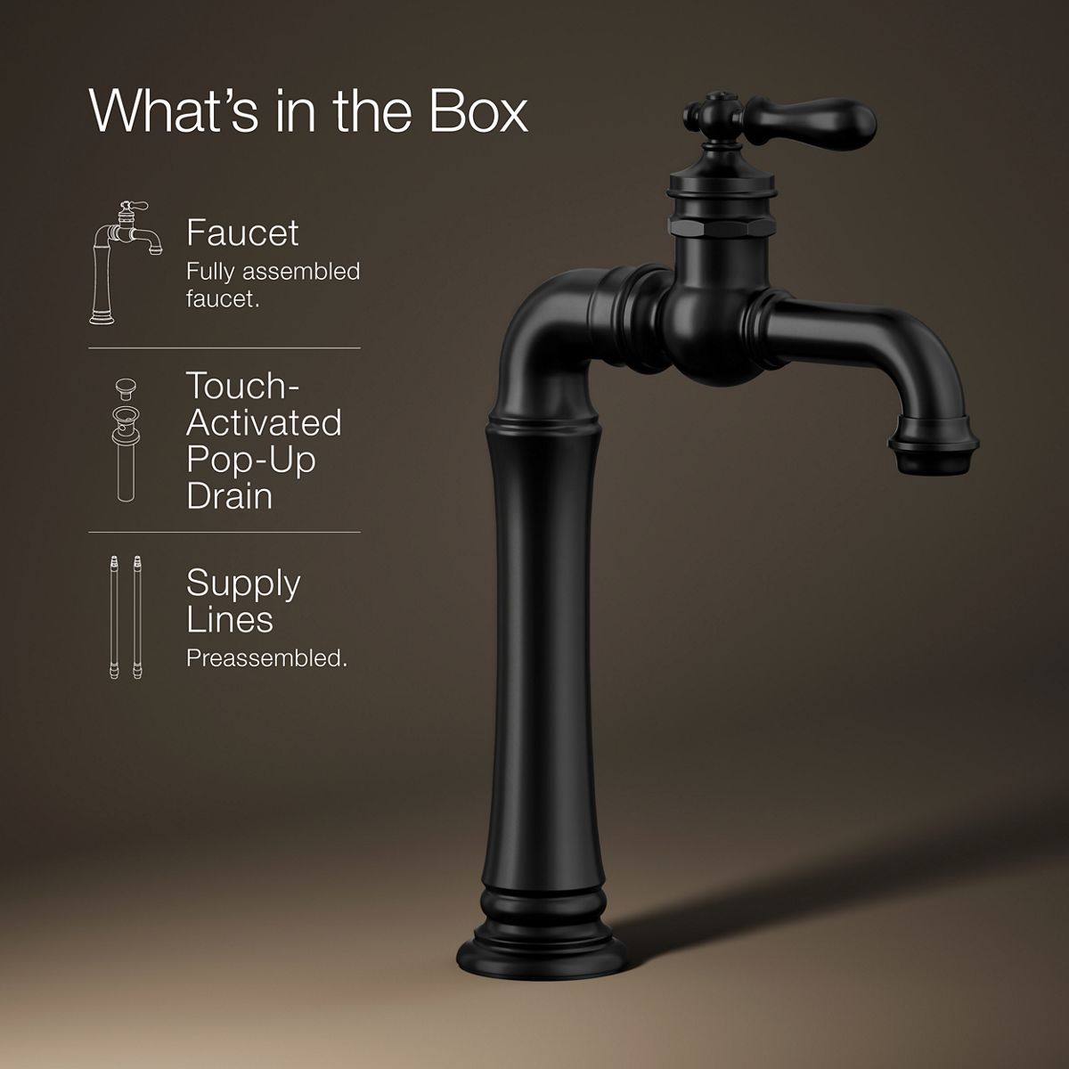 KOHLER K-72763-9M Artifacts Gentleman's Single-handle bathroom sink faucet, 1.2 gpm