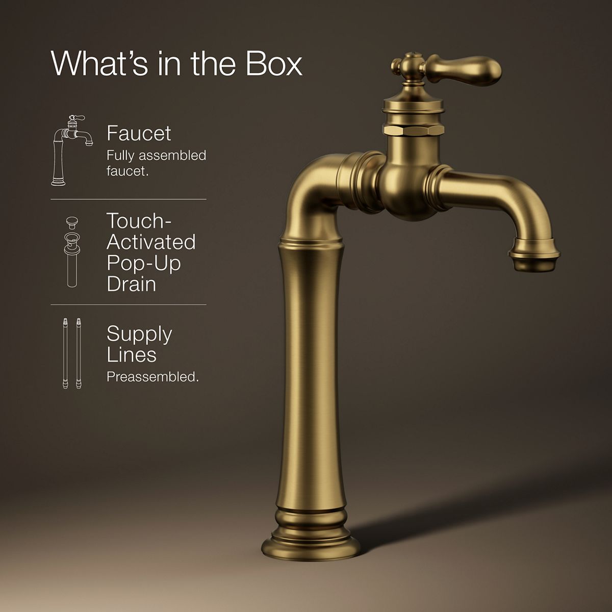 KOHLER K-72763-9M Artifacts Gentleman's Single-handle bathroom sink faucet, 1.2 gpm