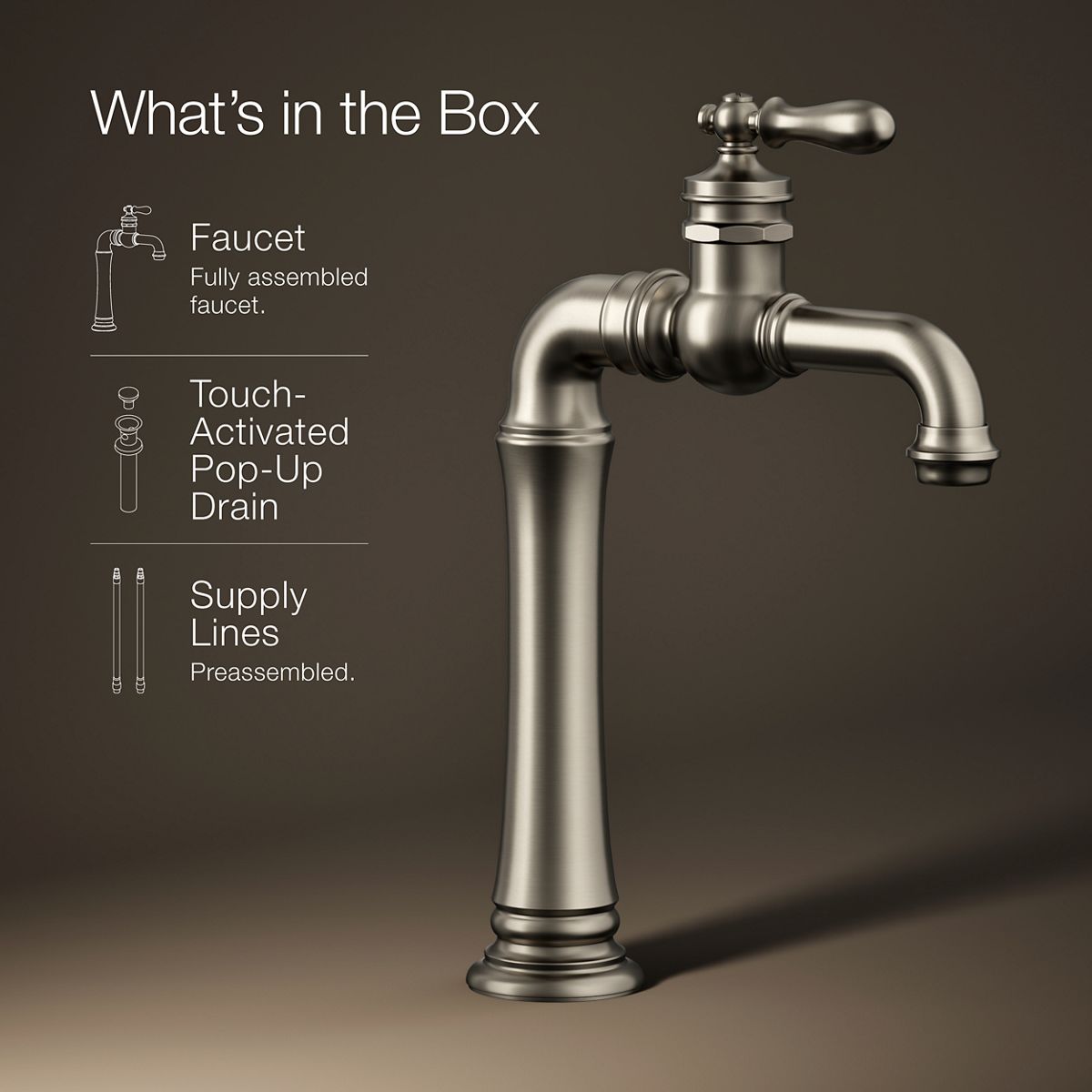 KOHLER K-72763-9M Artifacts Gentleman's Single-handle bathroom sink faucet, 1.2 gpm
