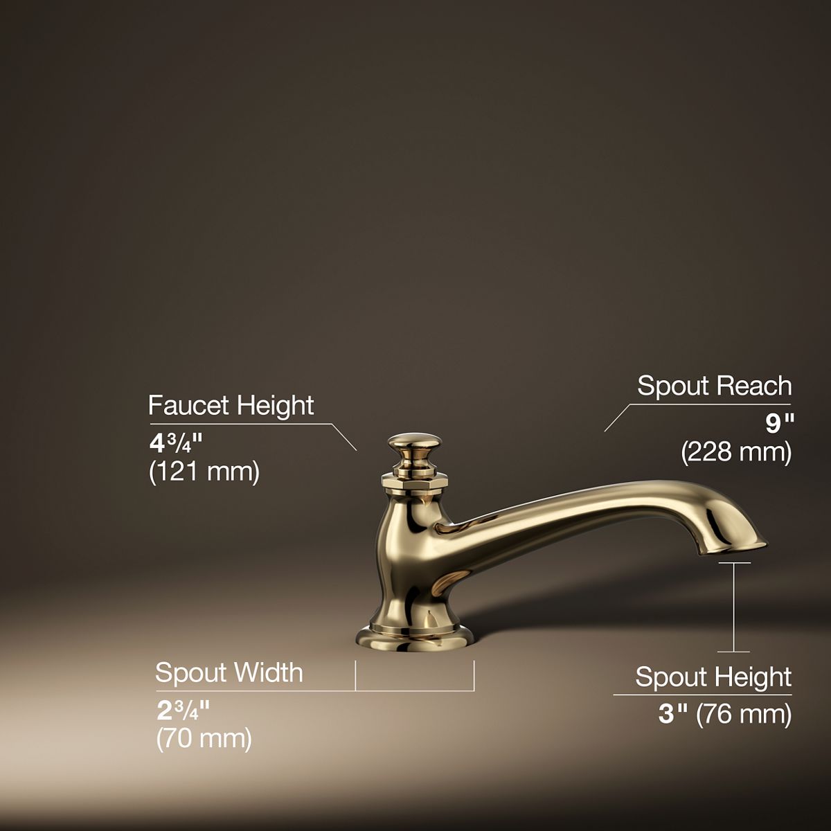 KOHLER K-72777 Artifacts Deck-mount bath spout with flare design