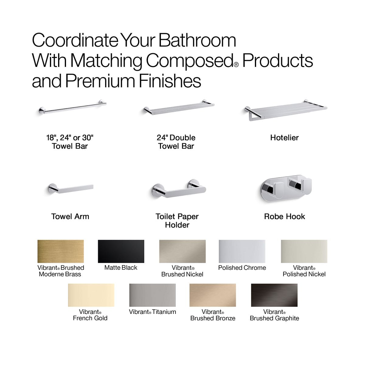 KOHLER Composed 18" towel bar
