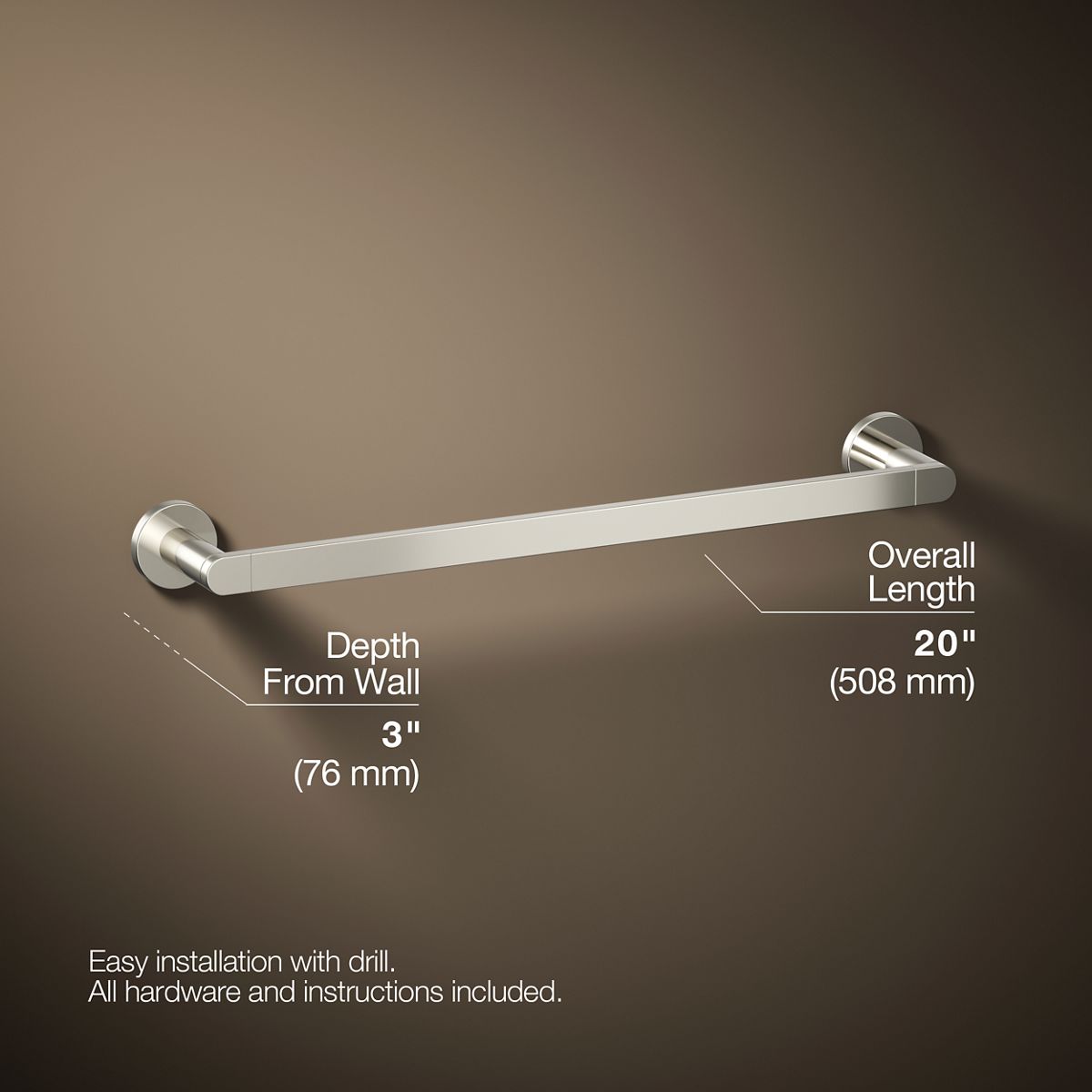 KOHLER Composed 18" towel bar