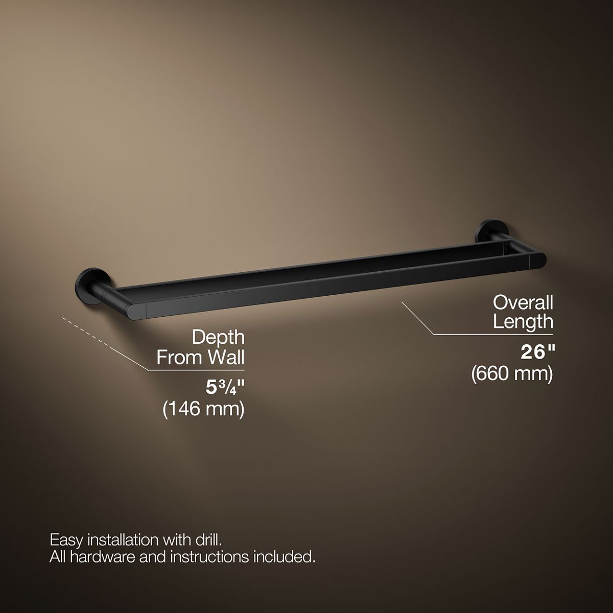 KOHLER Composed 24" double towel bar