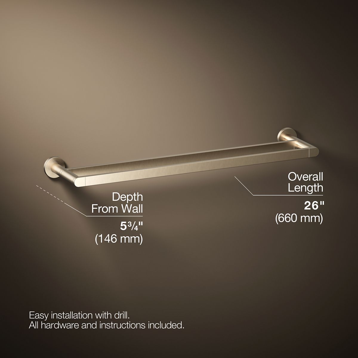 KOHLER Composed 24" double towel bar