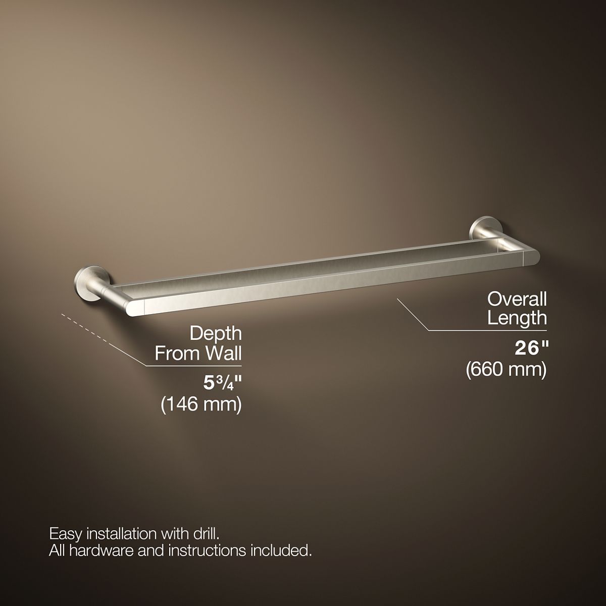 KOHLER Composed 24" double towel bar