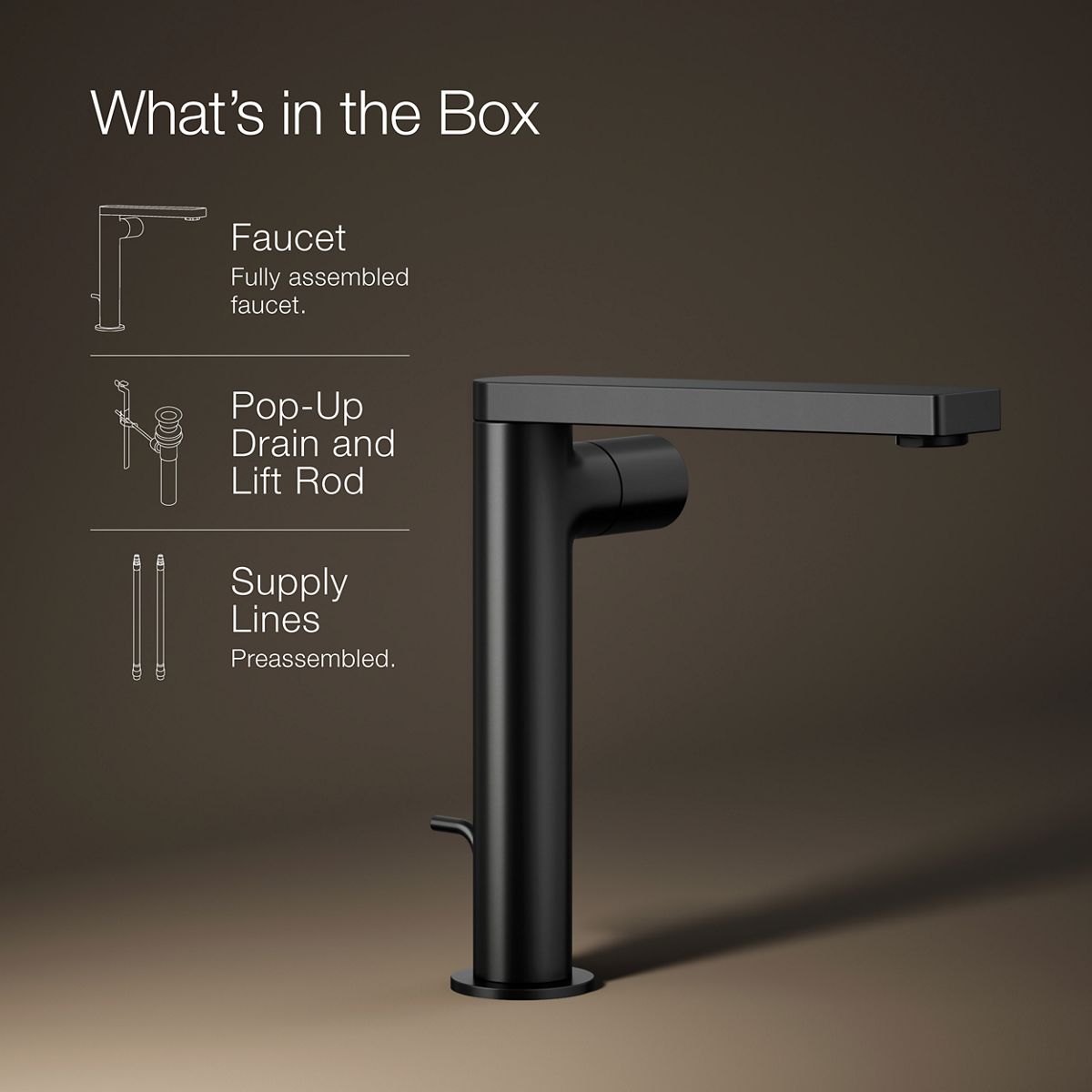 KOHLER Composed Tall single-handle bathroom sink faucet with Cylindrical handle, 1.2 gpm