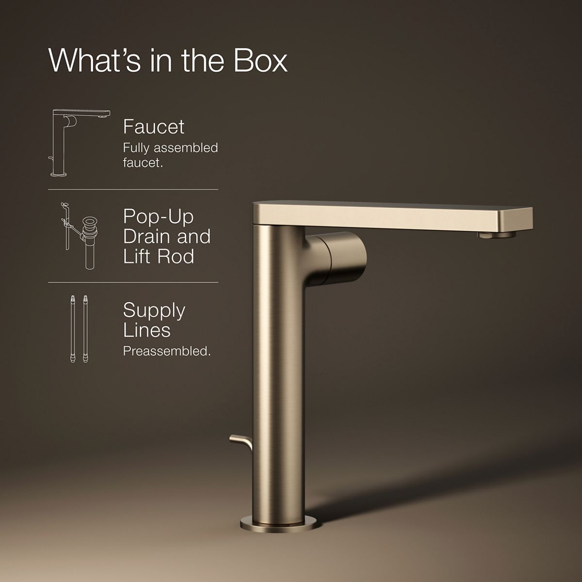 KOHLER Composed Tall single-handle bathroom sink faucet with Cylindrical handle, 1.2 gpm