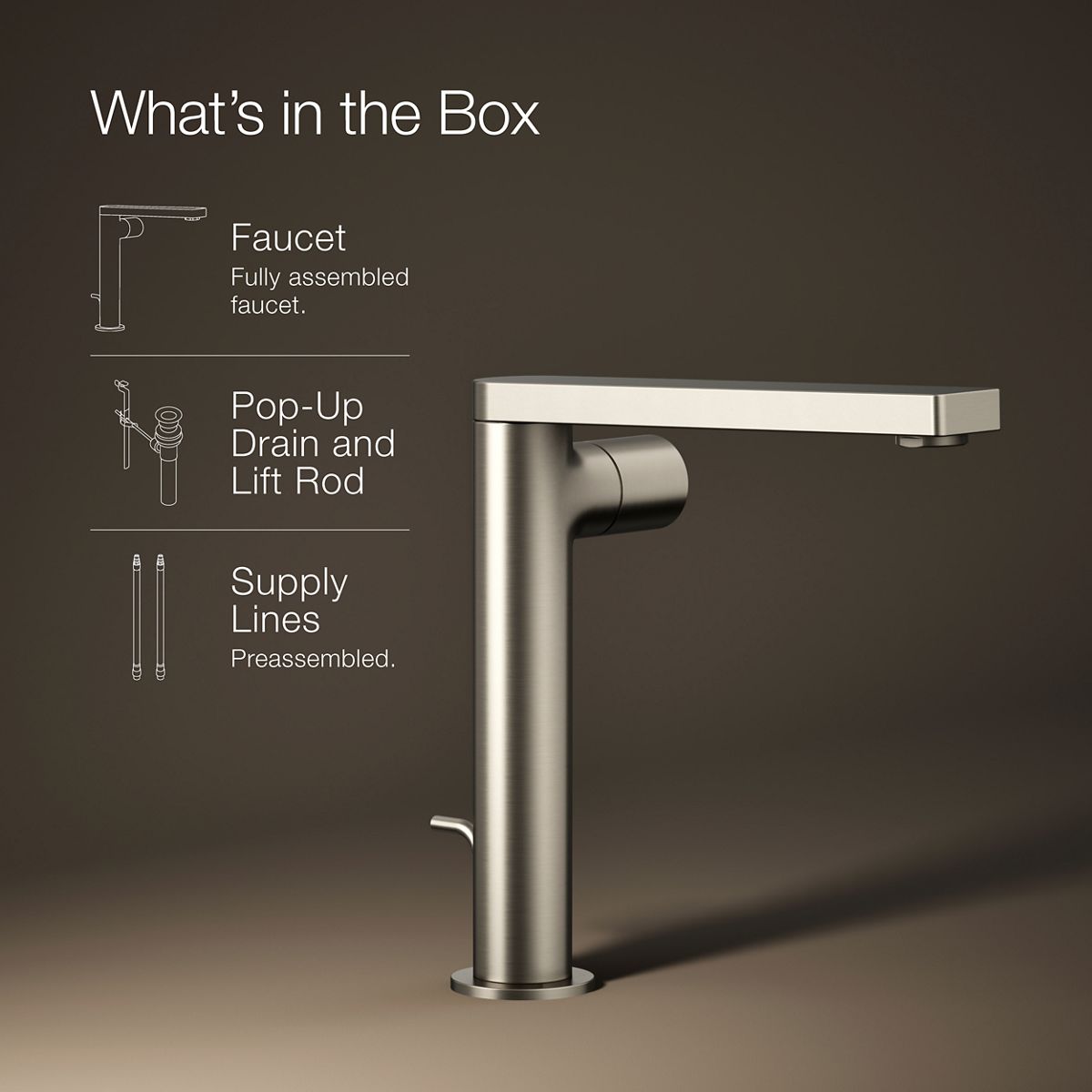 KOHLER Composed Tall single-handle bathroom sink faucet with Cylindrical handle, 1.2 gpm