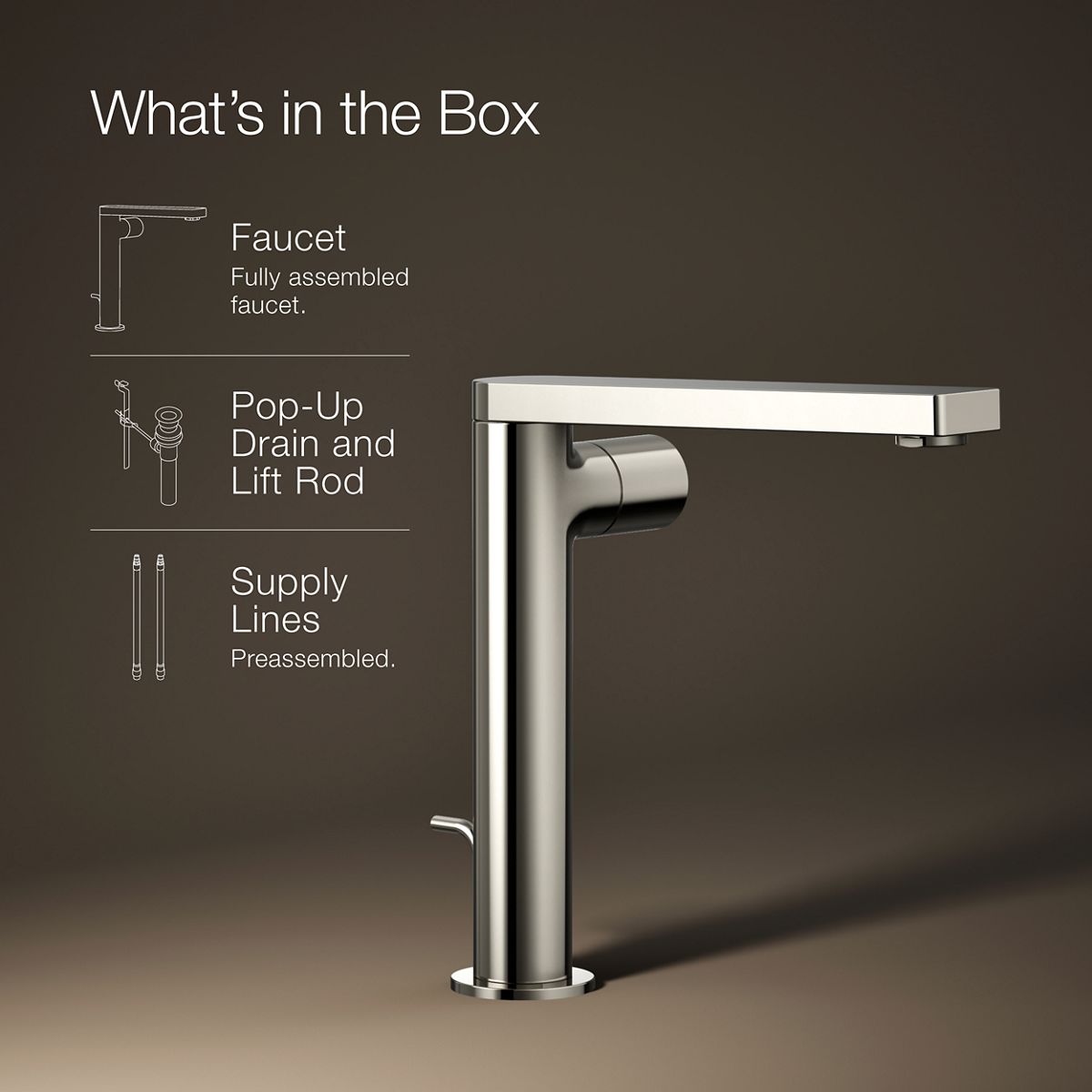 KOHLER Composed Tall single-handle bathroom sink faucet with Cylindrical handle, 1.2 gpm