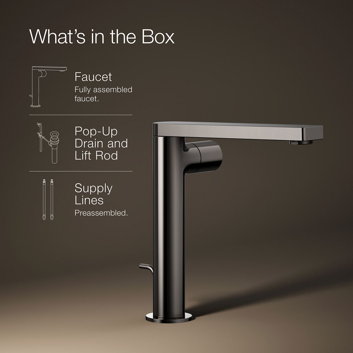 KOHLER Composed Tall single-handle bathroom sink faucet with Cylindrical handle, 1.2 gpm