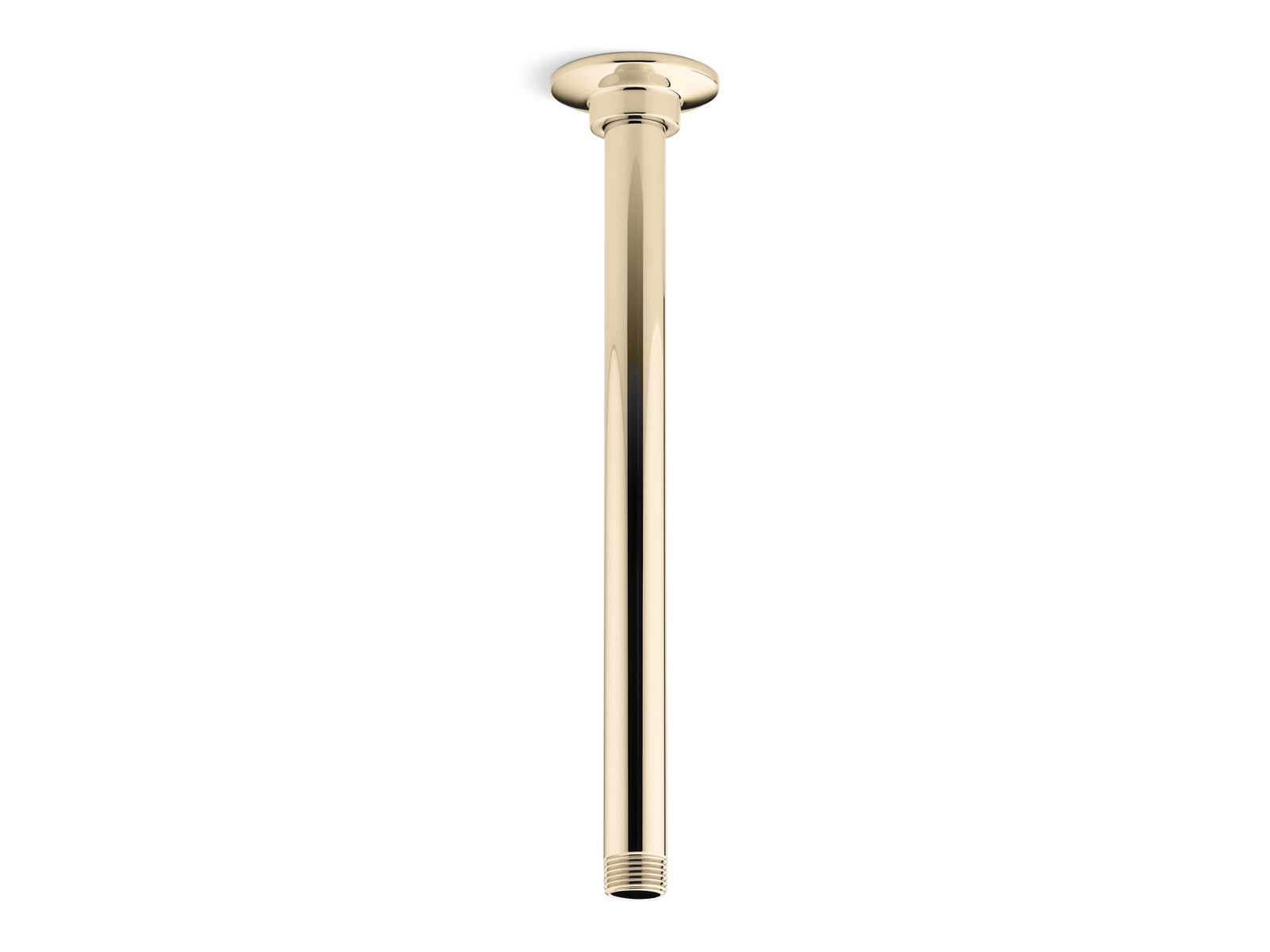 KOHLER K-7392 12" ceiling-mount single-function rainhead arm and flange, vibrant french gold