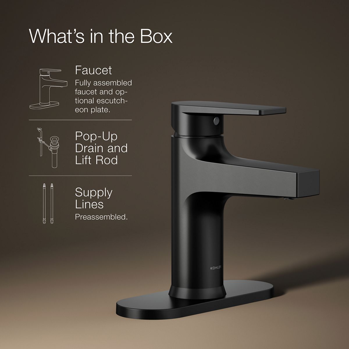 KOHLER K-74021-4 Taut Single-handle bathroom sink faucet, 1.2 gpm