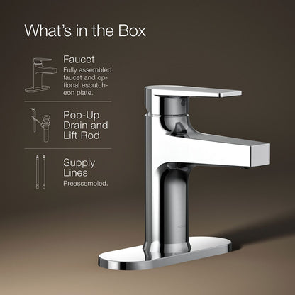 KOHLER K-74021-4 Taut Single-handle bathroom sink faucet, 1.2 gpm
