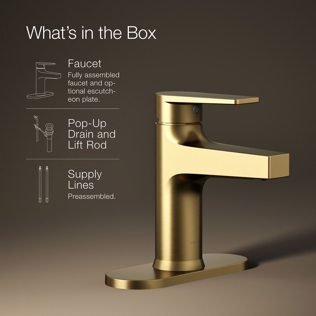 KOHLER K-74021-4 Taut Single-handle bathroom sink faucet, 1.2 gpm