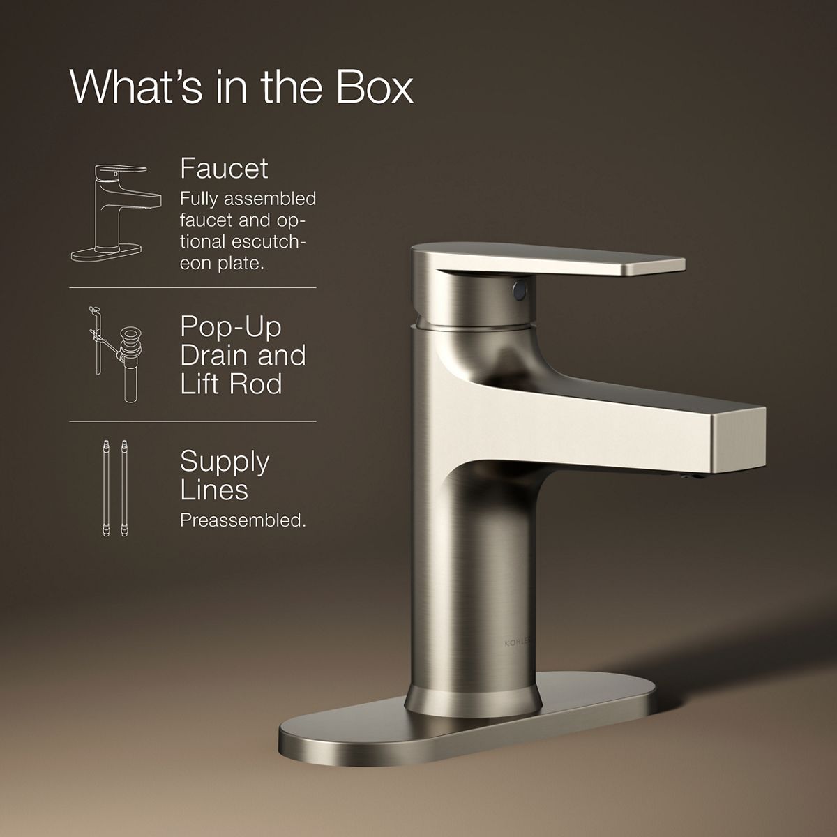 KOHLER K-74021-4 Taut Single-handle bathroom sink faucet, 1.2 gpm