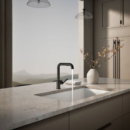 KOHLER Purist Pull-out kitchen sink faucet with three-function sprayhead