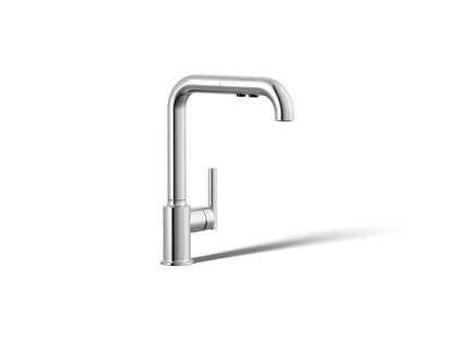 KOHLER Purist Pull-out kitchen sink faucet with three-function sprayhead