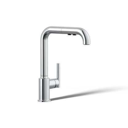 KOHLER Purist Pull-out kitchen sink faucet with three-function sprayhead