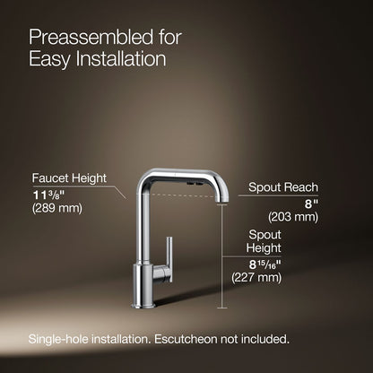 KOHLER Purist Pull-out kitchen sink faucet with three-function sprayhead