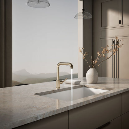 KOHLER Purist Pull-out kitchen sink faucet with three-function sprayhead