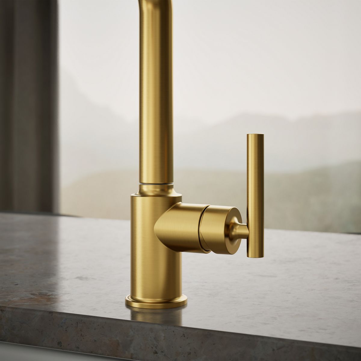 KOHLER Purist Pull-out kitchen sink faucet with three-function sprayhead