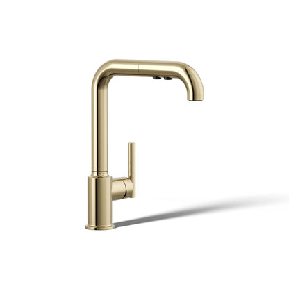 KOHLER Purist Pull-out kitchen sink faucet with three-function sprayhead