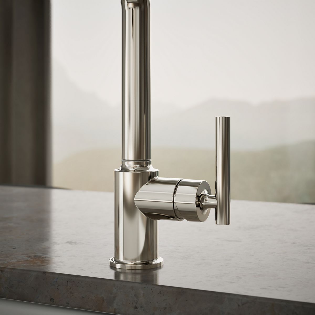 KOHLER Purist Pull-out kitchen sink faucet with three-function sprayhead