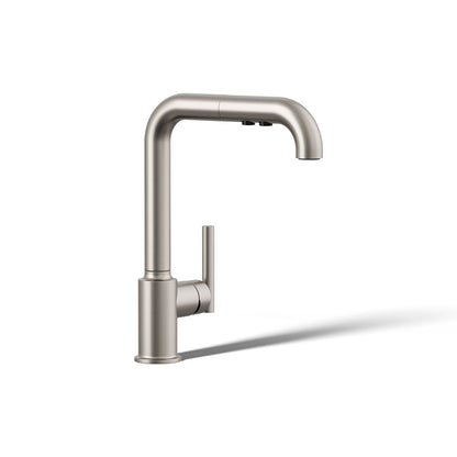 KOHLER Purist Pull-out kitchen sink faucet with three-function sprayhead