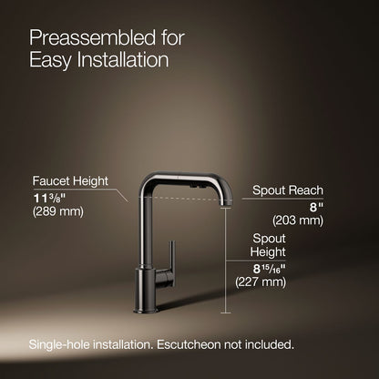 KOHLER Purist Pull-out kitchen sink faucet with three-function sprayhead