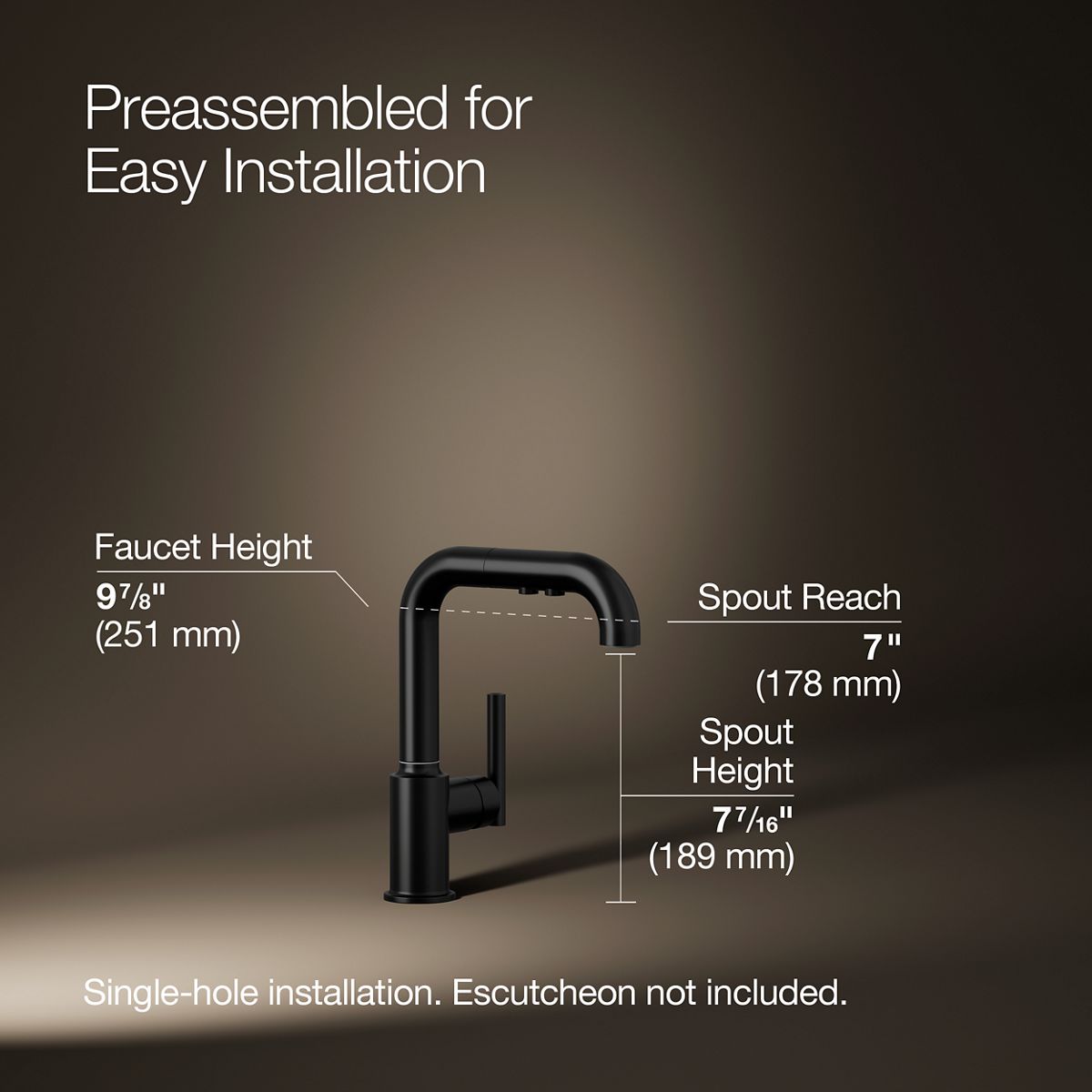 KOHLER Purist Pull-out kitchen sink faucet with three-function sprayhead
