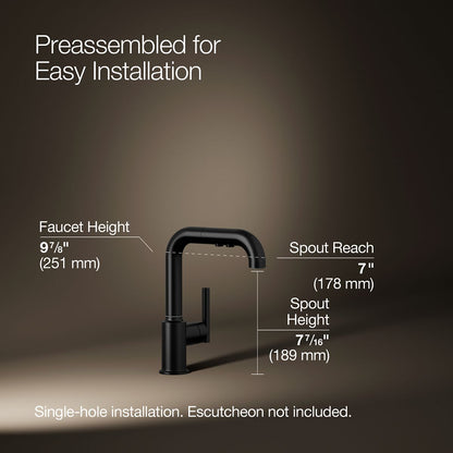 KOHLER Purist Pull-out kitchen sink faucet with three-function sprayhead