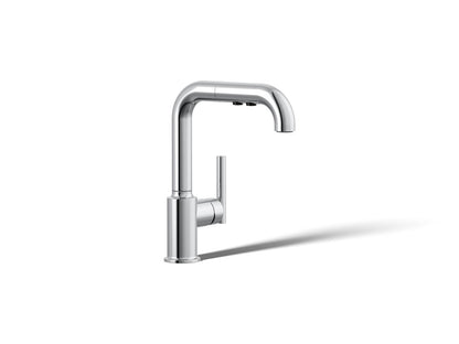 KOHLER Purist Pull-out kitchen sink faucet with three-function sprayhead