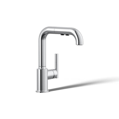 KOHLER Purist Pull-out kitchen sink faucet with three-function sprayhead