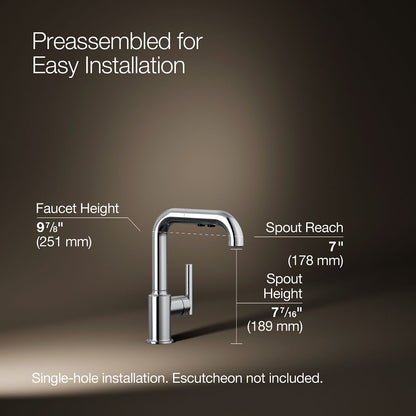KOHLER Purist Pull-out kitchen sink faucet with three-function sprayhead