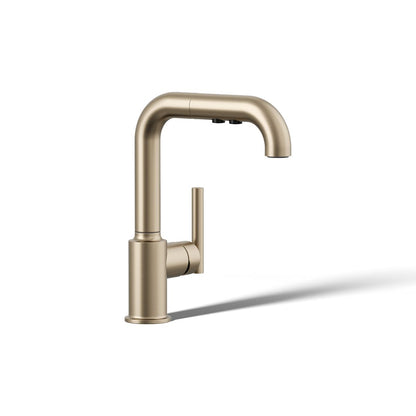 KOHLER Purist Pull-out kitchen sink faucet with three-function sprayhead