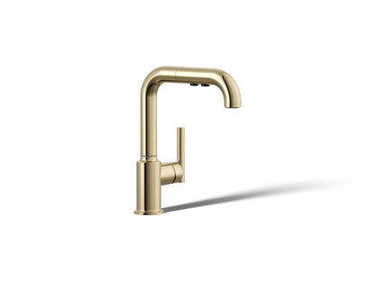 KOHLER Purist Pull-out kitchen sink faucet with three-function sprayhead