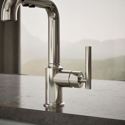 KOHLER Purist Pull-out kitchen sink faucet with three-function sprayhead