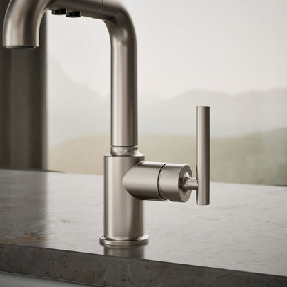 KOHLER Purist Pull-out kitchen sink faucet with three-function sprayhead
