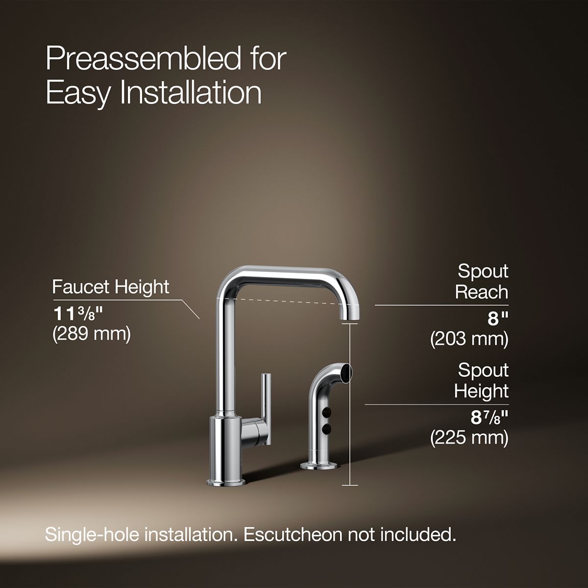 KOHLER Purist Single-handle kitchen sink faucet with side sprayer